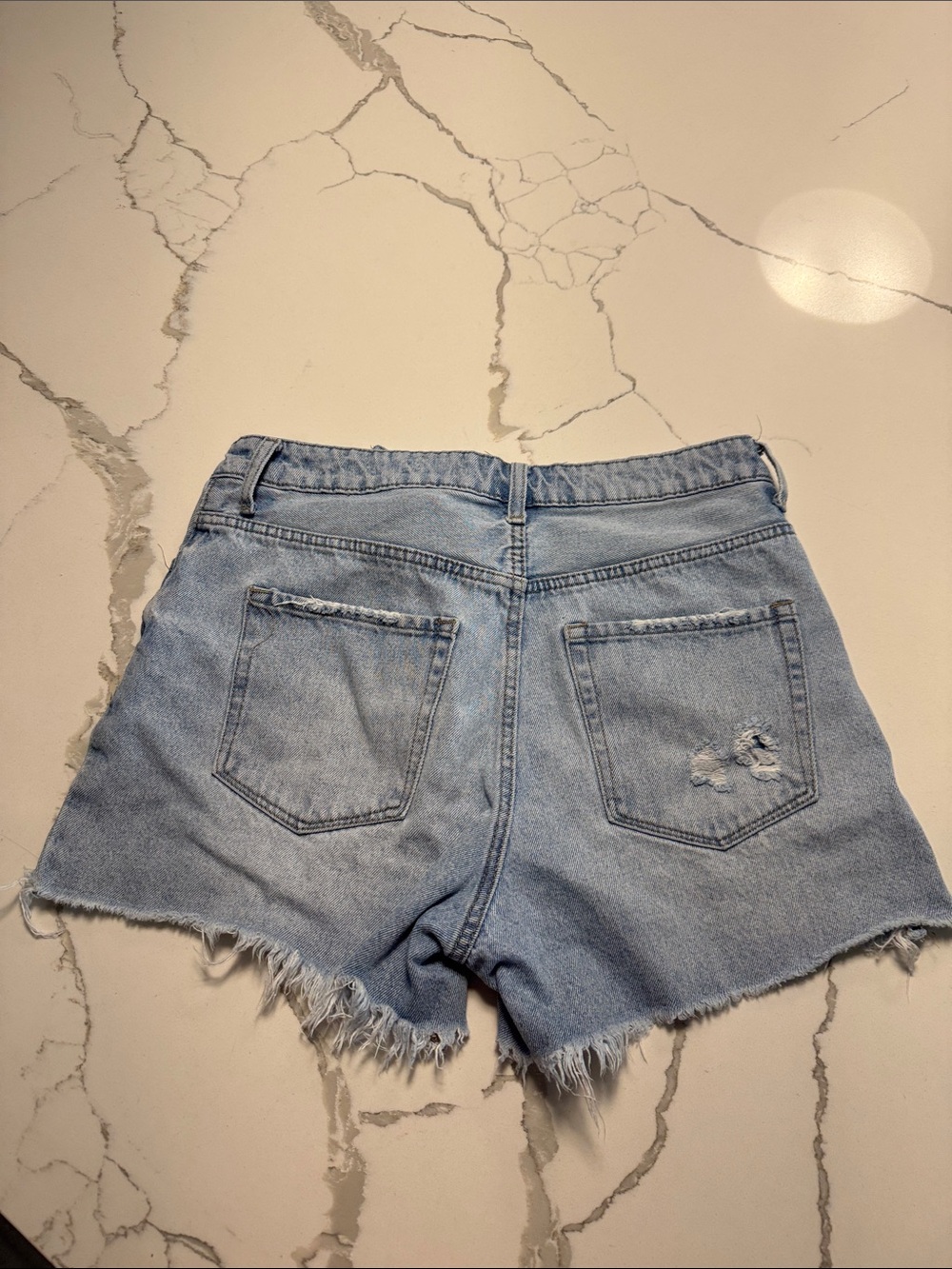 Vervet light blue Distressed Denim Shorts - High waist and asymmetrical fly. - Picture 4 of 4